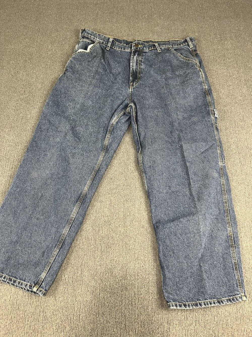 RK Brand Mens Blue Denim Carpenter Jeans 40x29 Relaxed Fit Side Utility Pockets